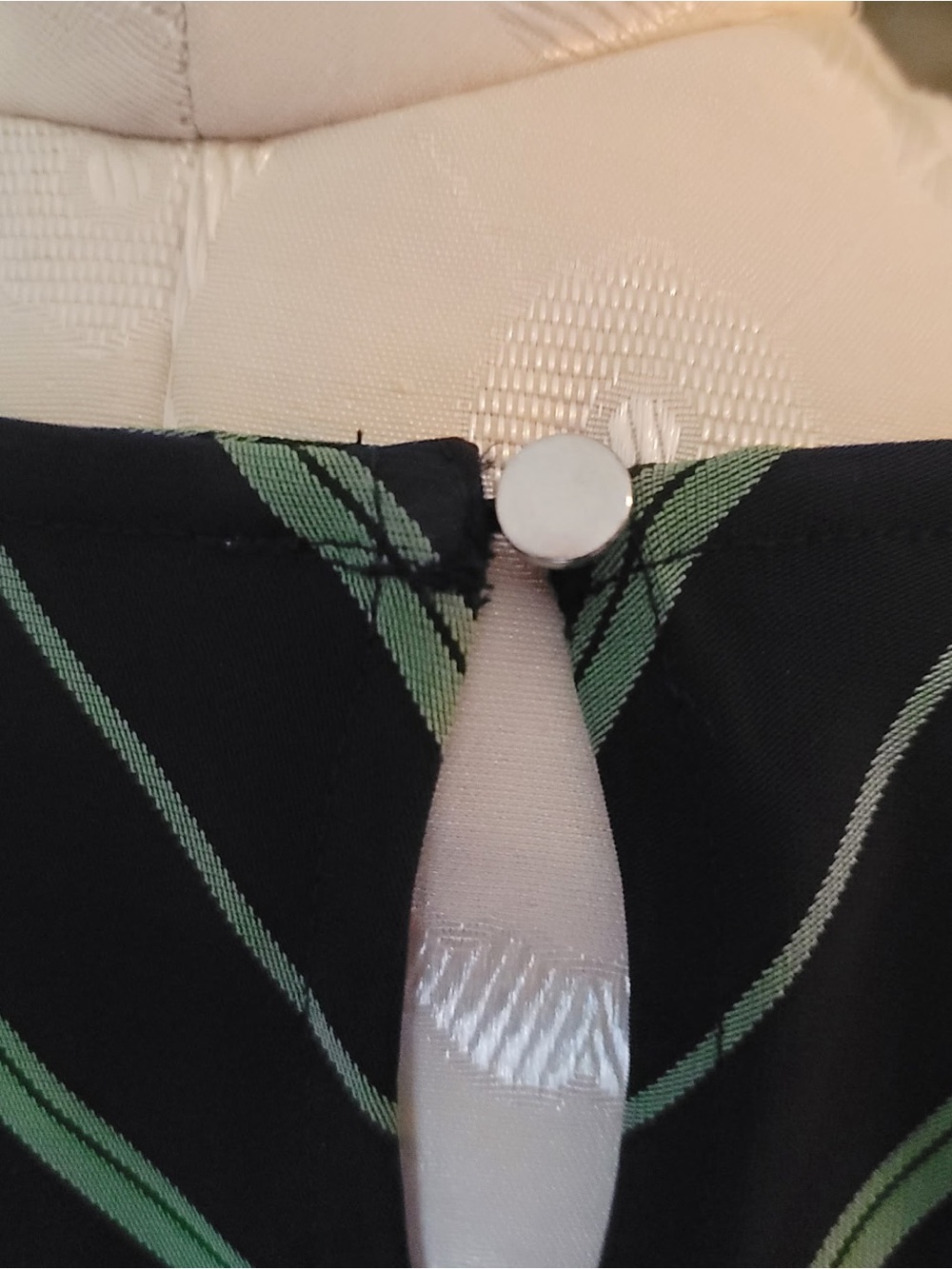 Nine West Navy Green Chevron Stripe Maxi Dress Size XL Long Sleeve Scoop Neck - Picture 6 of 11